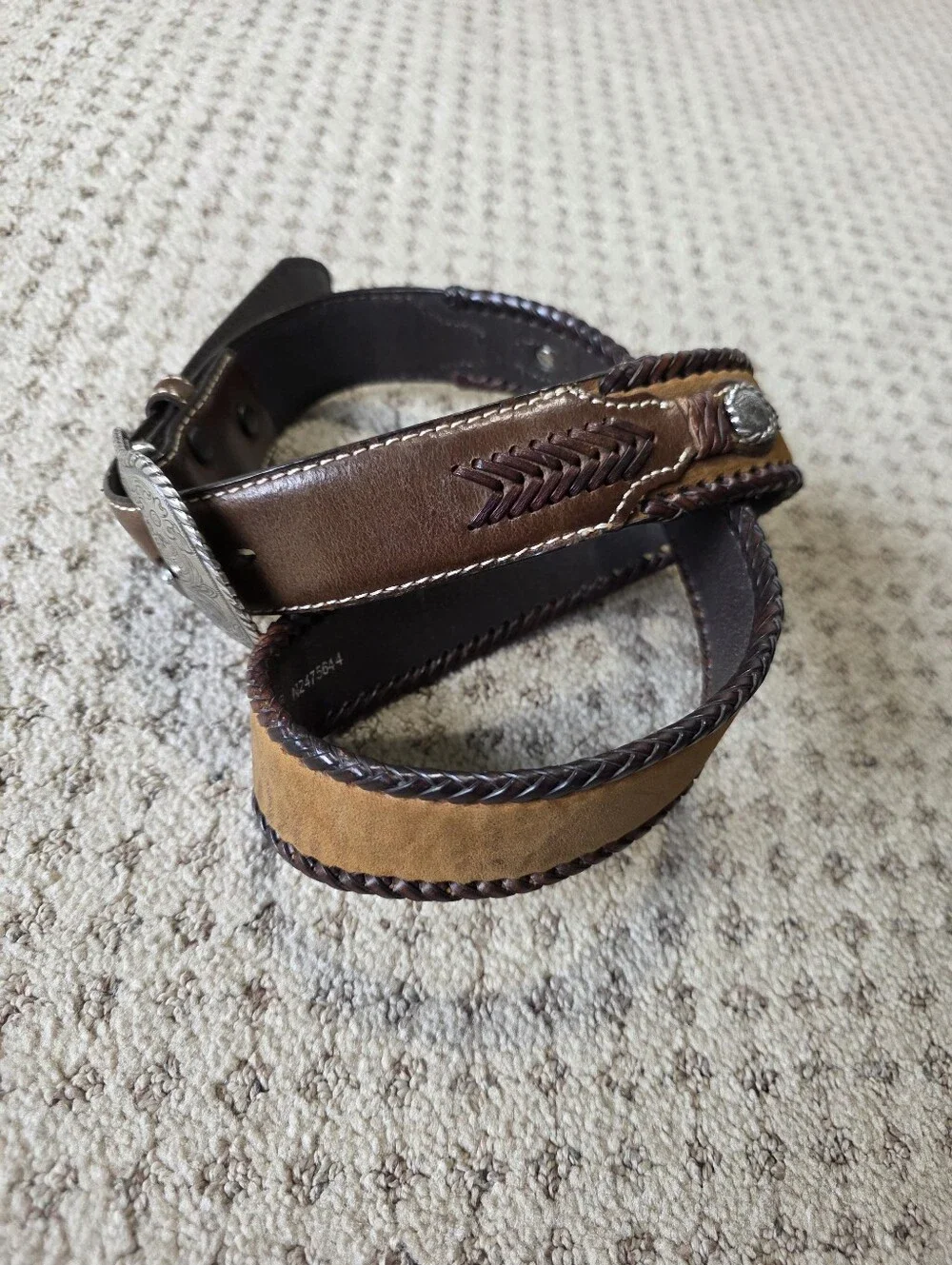 Nocona Men's Genuine Leather Braided Edge Belt - Dark Brown